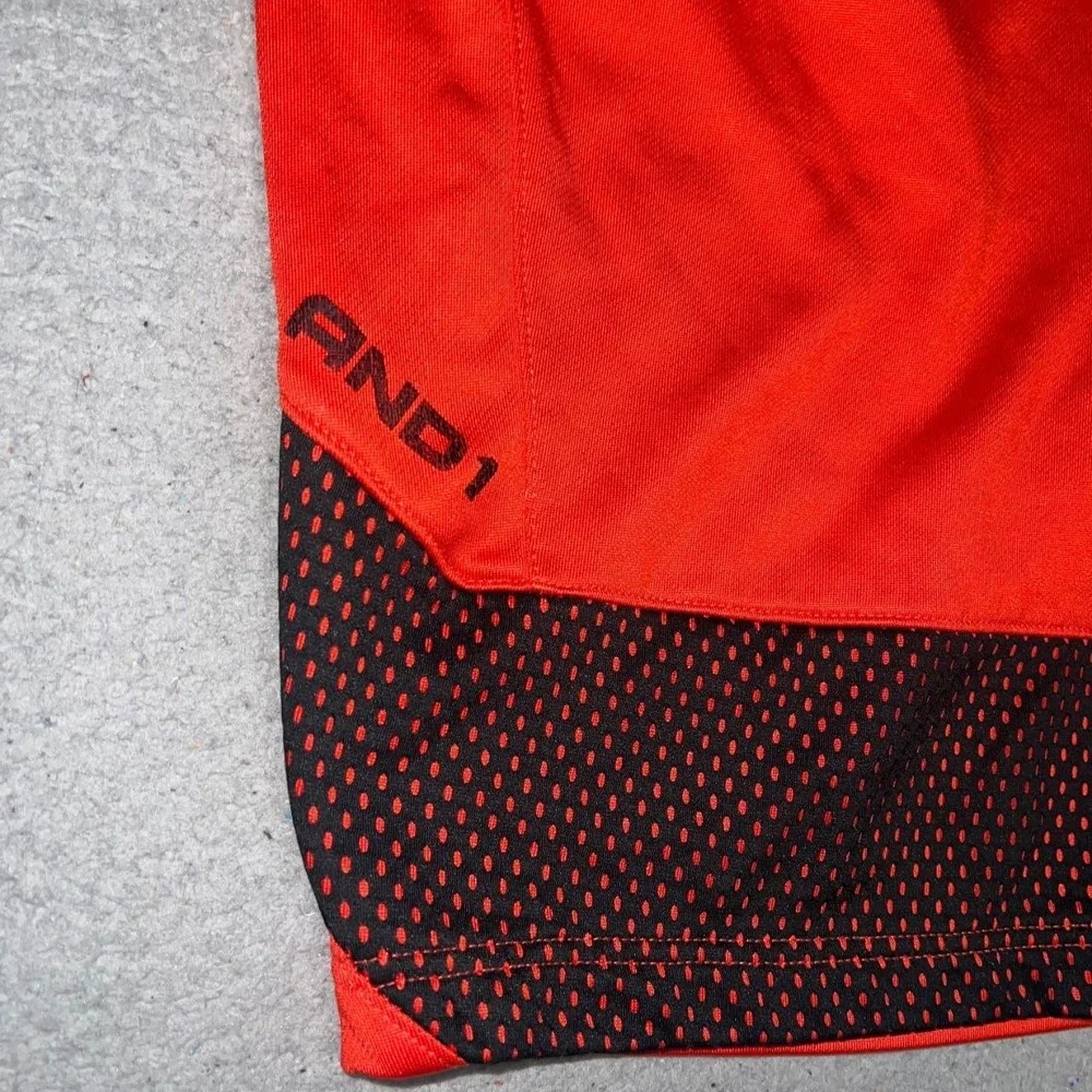 VTG And1 French Terry Shorts Men XL Red Black Mesh Legendary Basketball Athletic